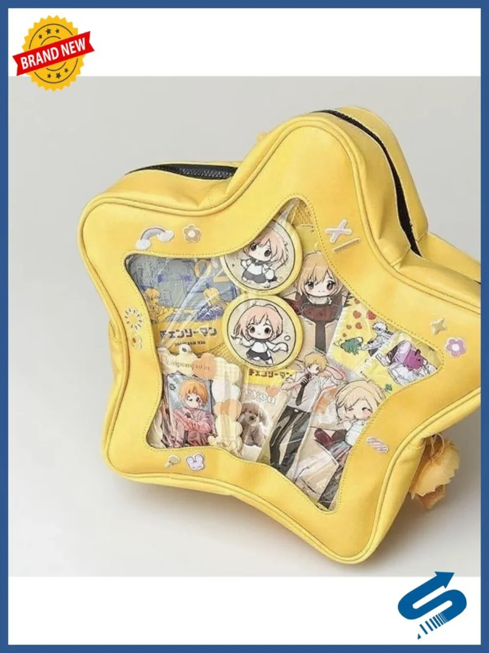 PU Leather Star Shape Ita Bag Pin Display Backpack with Window